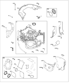 Cylinder Group Diagram and Parts List for 61A777-0102-J1 400000 - 699999 Briggs and Stratton Engine